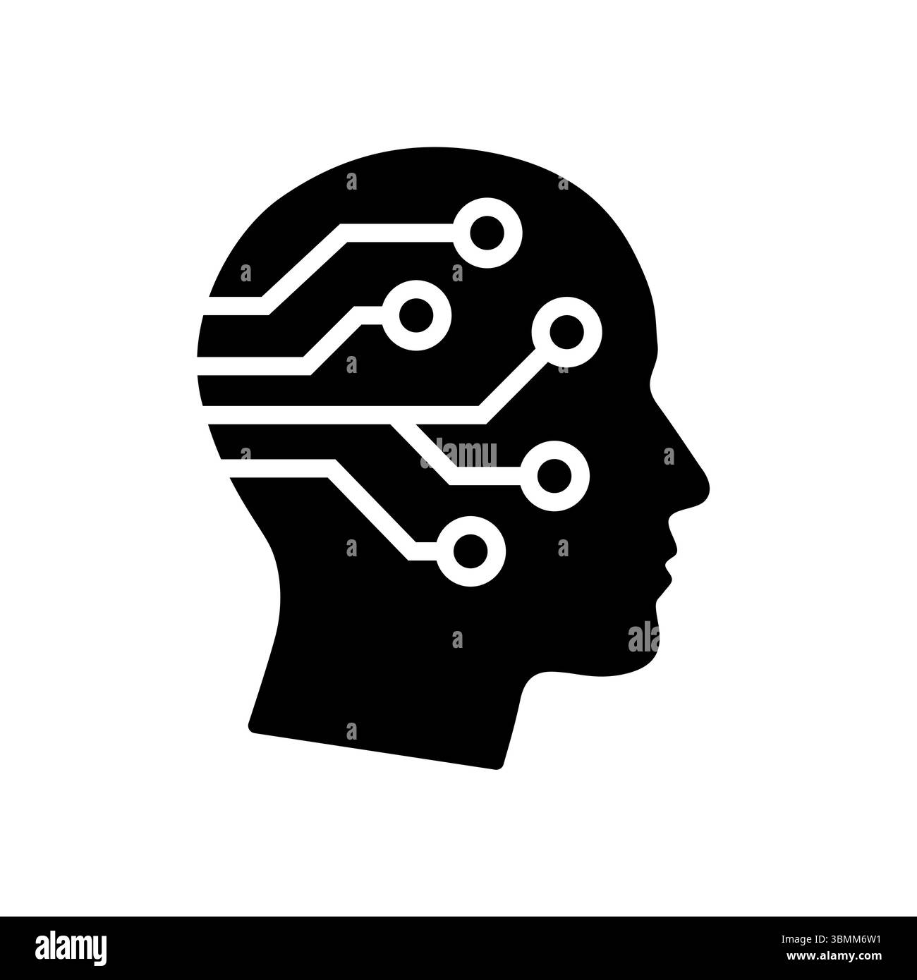 Silhouette de profil solide avec des lignes de circuit abstraites représentant la technologie Illustration de Vecteur