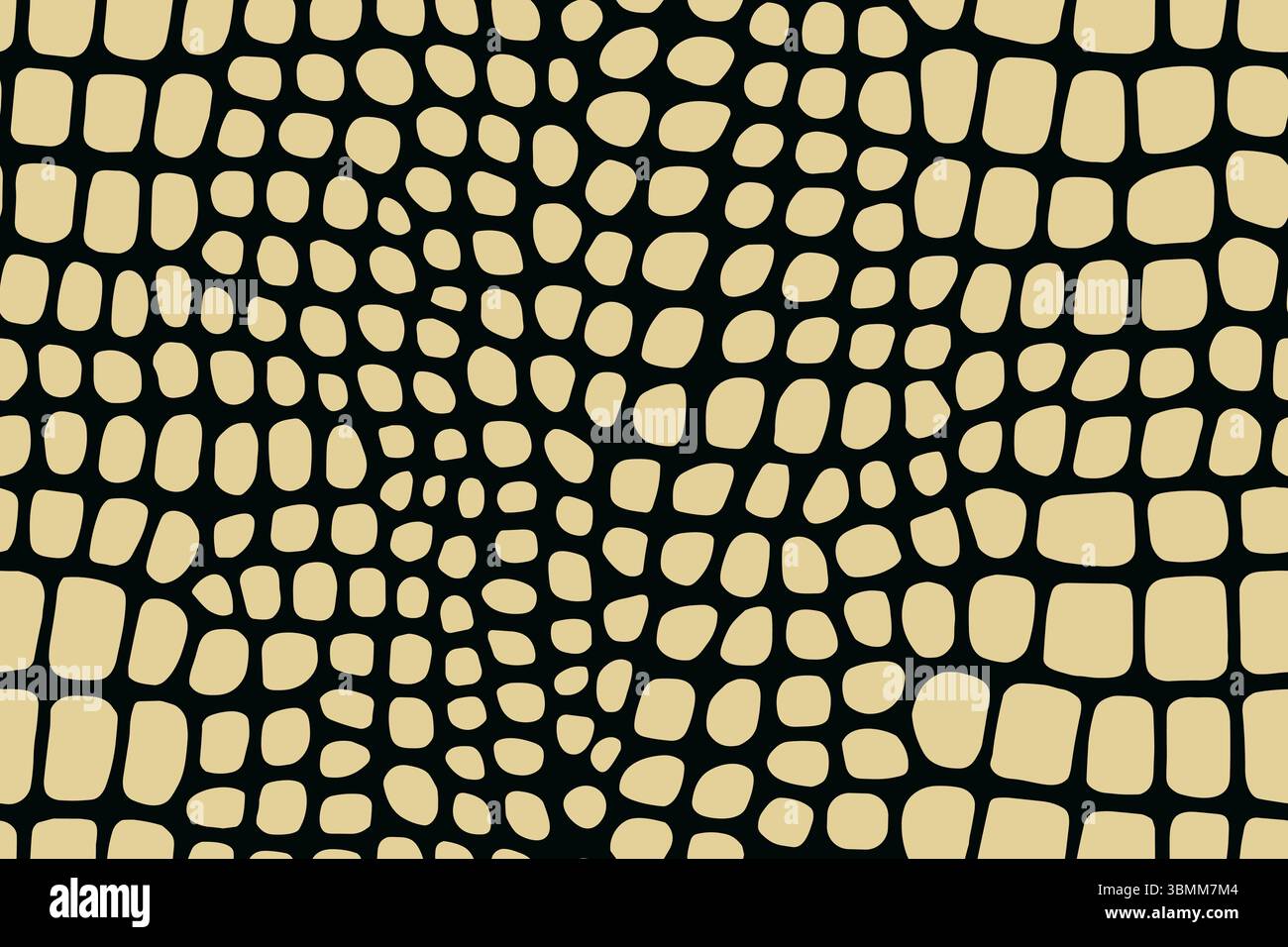 Motif de peau d'alligator sans couture avec de petites écailles noires arrondies sur fond de couleur beige. Illustration de Vecteur