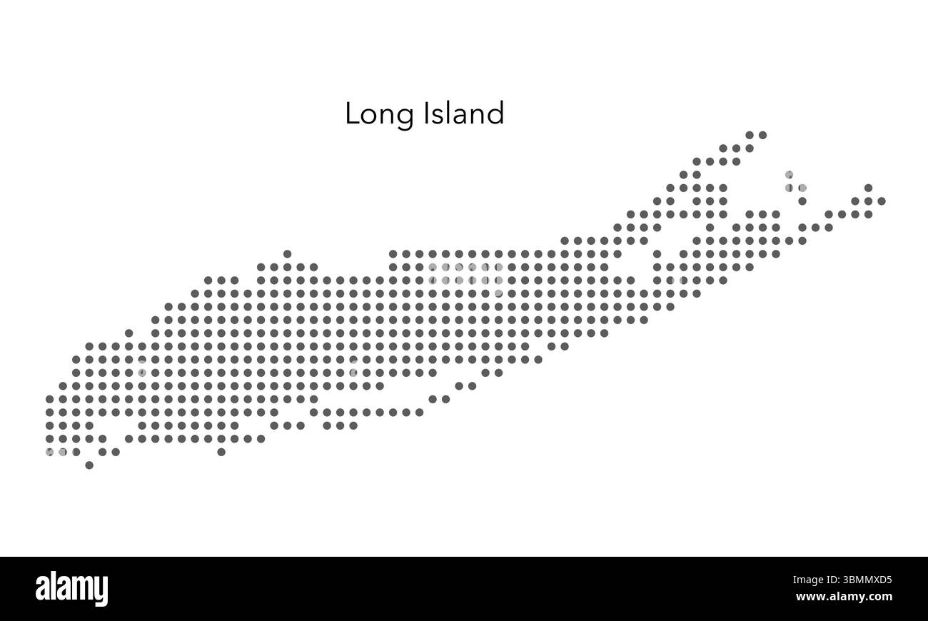 Carte pointillée de long Island, New York, États-Unis. Illustration de Vecteur