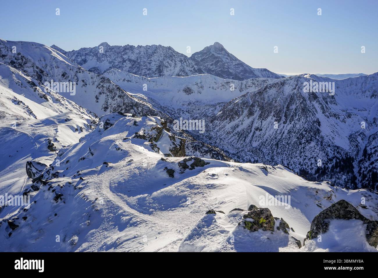 Vues de Kasprowy Wierch dans le parc national des Tatras, Pologne Banque D'Images