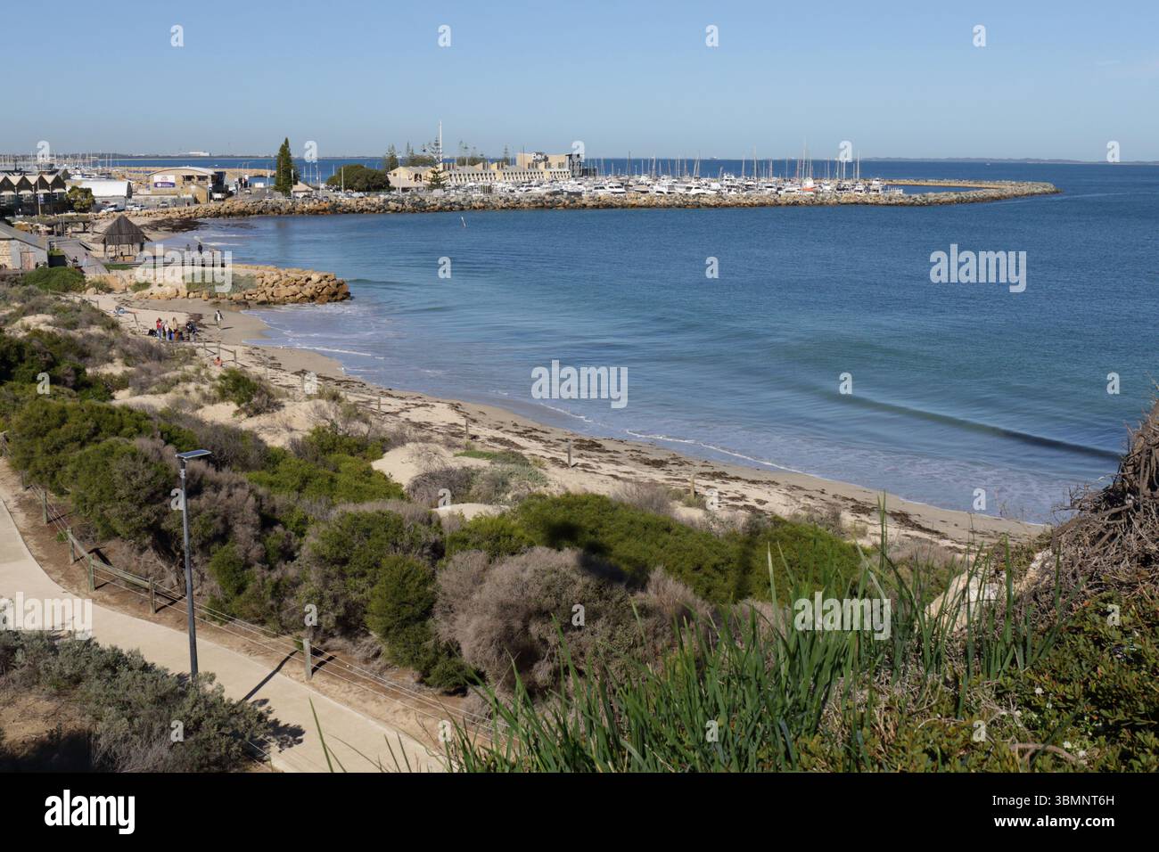 Plage de Bathers, arrière-plan de Royal Perth Yacht Club Fremantle Annexe, Fremantle, Australie occidentale, Australie Banque D'Images