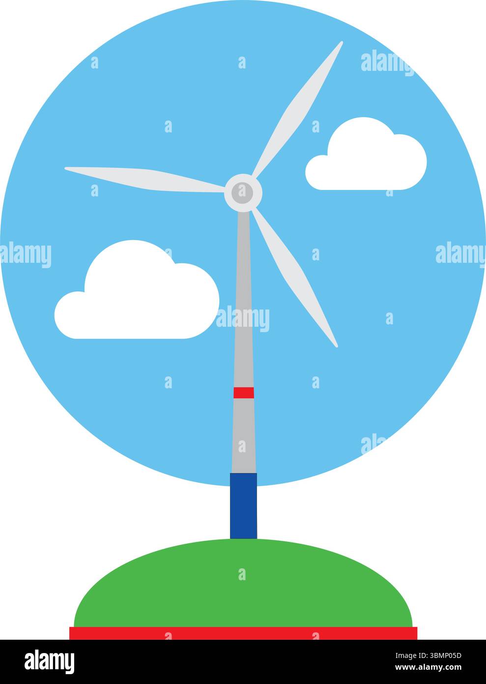 Une éolienne debout dans un champ vert luxuriant sous un ciel bleu vif Illustration de Vecteur Une éolienne debout dans un champ vert luxuriant sous un ciel bleu vif Illustration de Vecteur