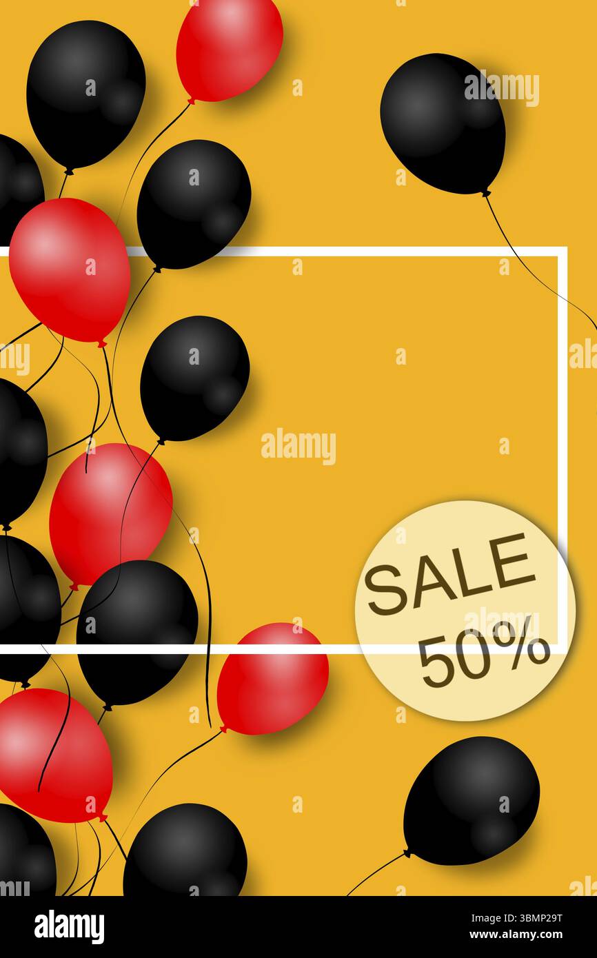 Le vendredi noir vente fond avec des ballons. Design moderne. Arrière-plan universel pour imprimer des affiches, bannières, flyers, carte. L'illustration. Pattern Banque D'Images