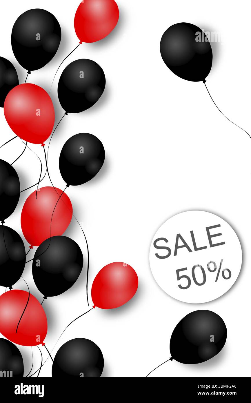 Le vendredi noir vente fond avec des ballons. Design moderne. Arrière-plan universel pour imprimer des affiches, bannières, flyers, carte. L'illustration. Pattern Banque D'Images