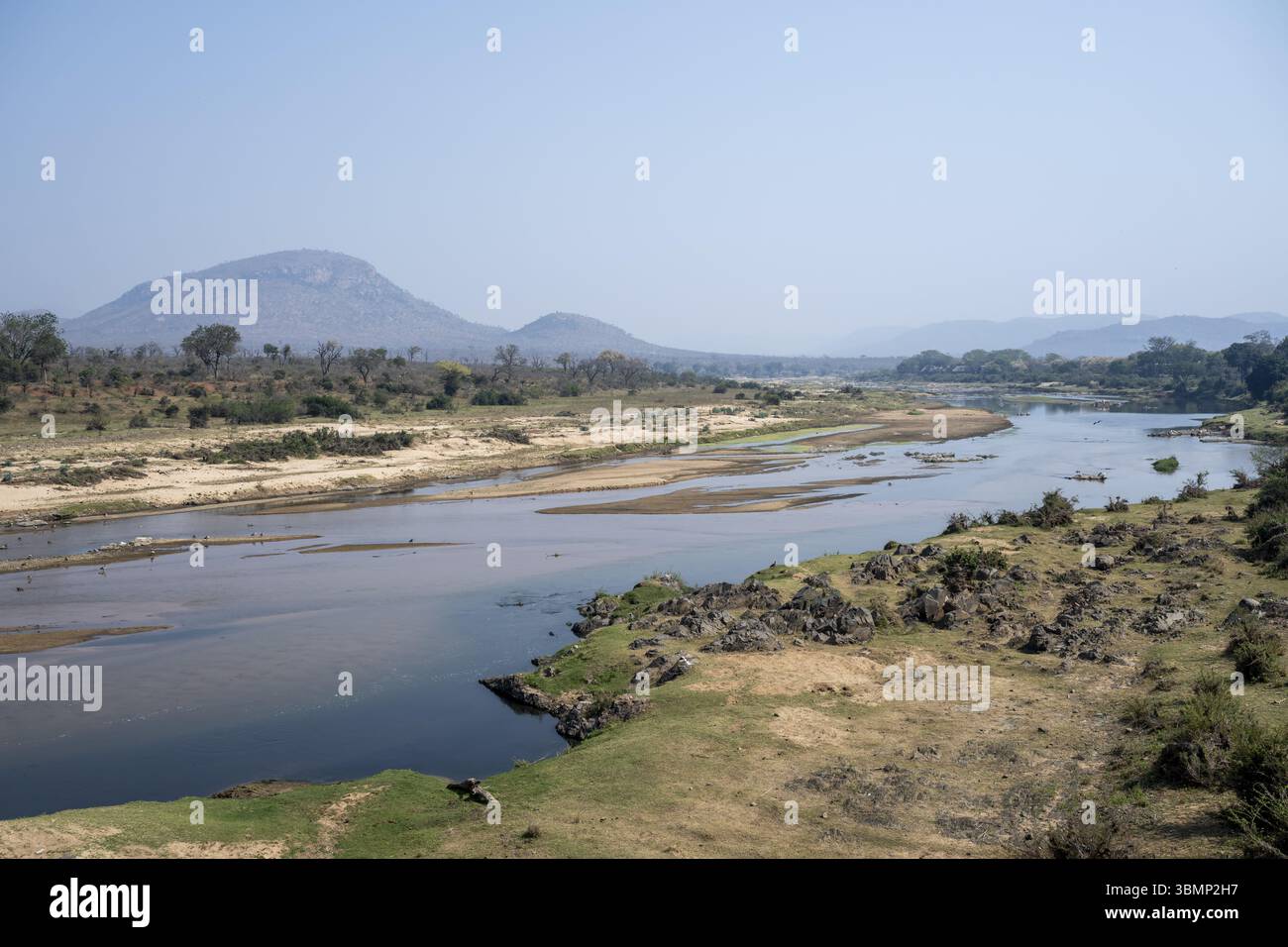 Savane africaine, paysage avec la rivière Sabie, Parc National Kruger, Afrique du Sud, Afrique Banque D'Images