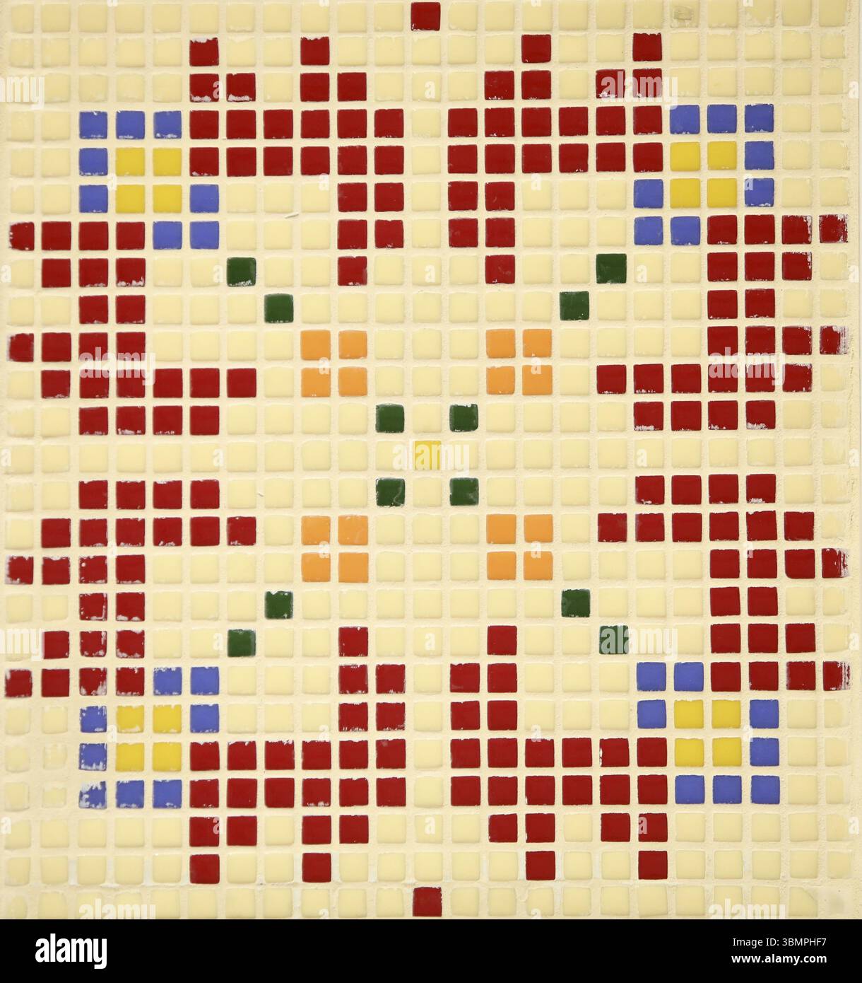 Motif de fond de mosaïque en céramique bulgare traditionnelle à carreaux Banque D'Images