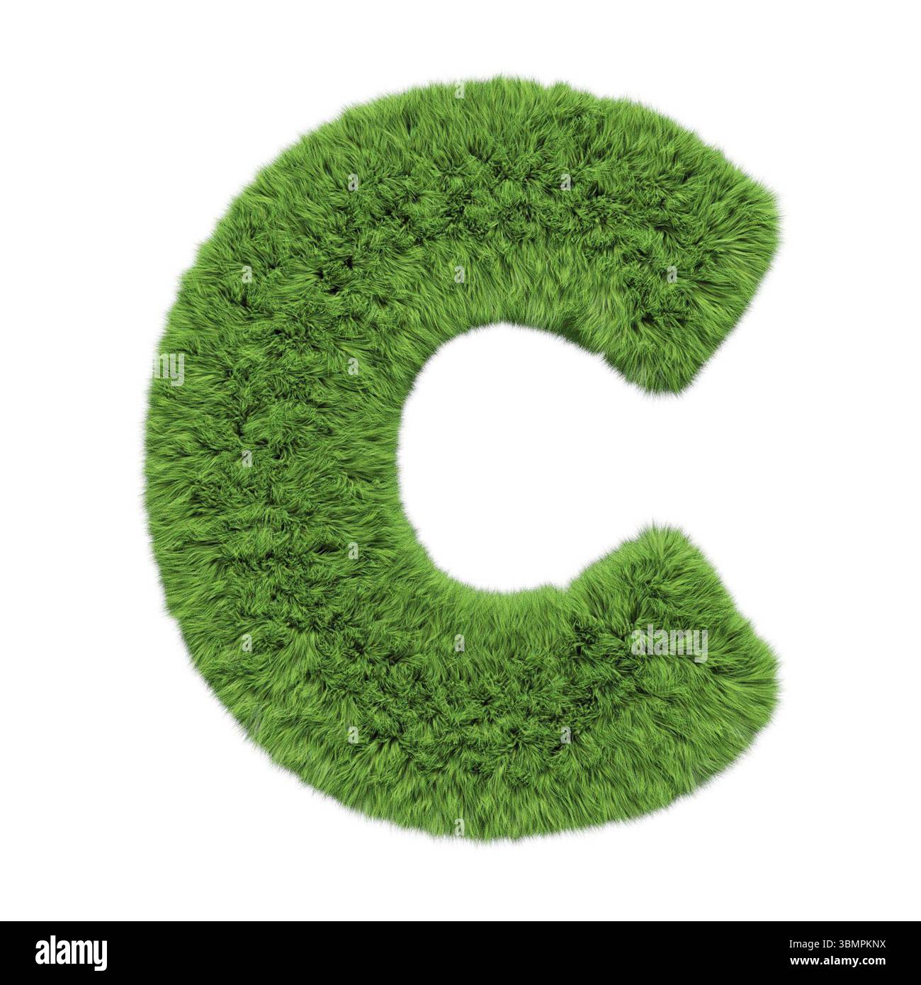 Herbal grass alphabet lettre majuscule C. isolé sur illustration 3D blanche Banque D'Images