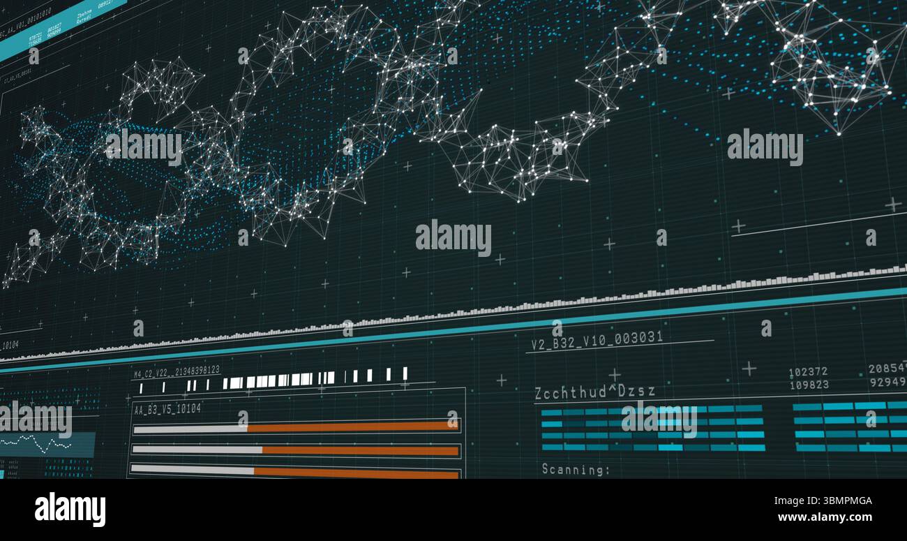 Code Lineaire Le tableau de bord Flat Tech affiche les nœuds de réseau, les ...