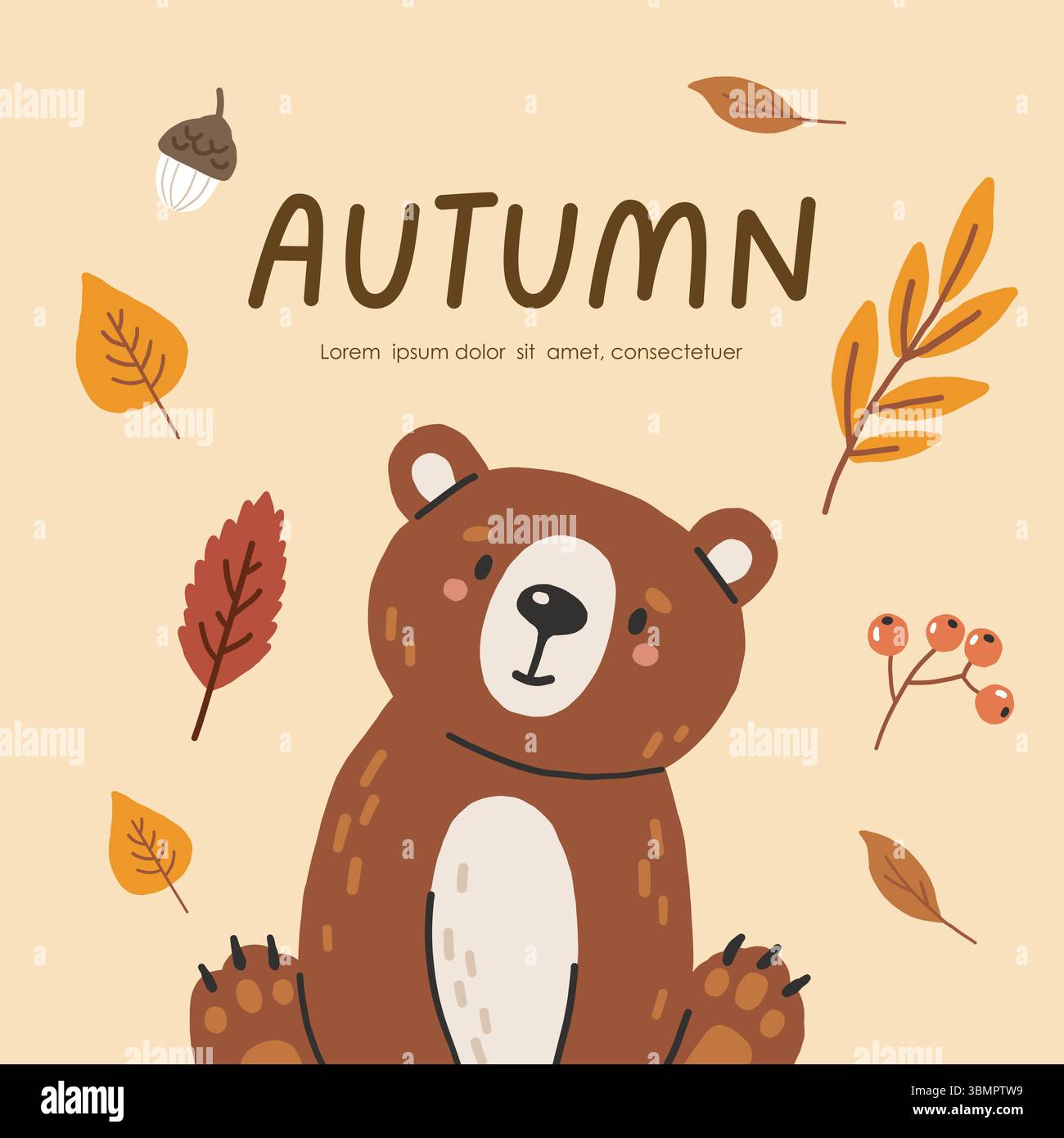 Animal sauvage isolé, animal forestier mignon d'automne, vecteur d'enfants, conception pour affiches, autocollants, bannières Illustration de Vecteur