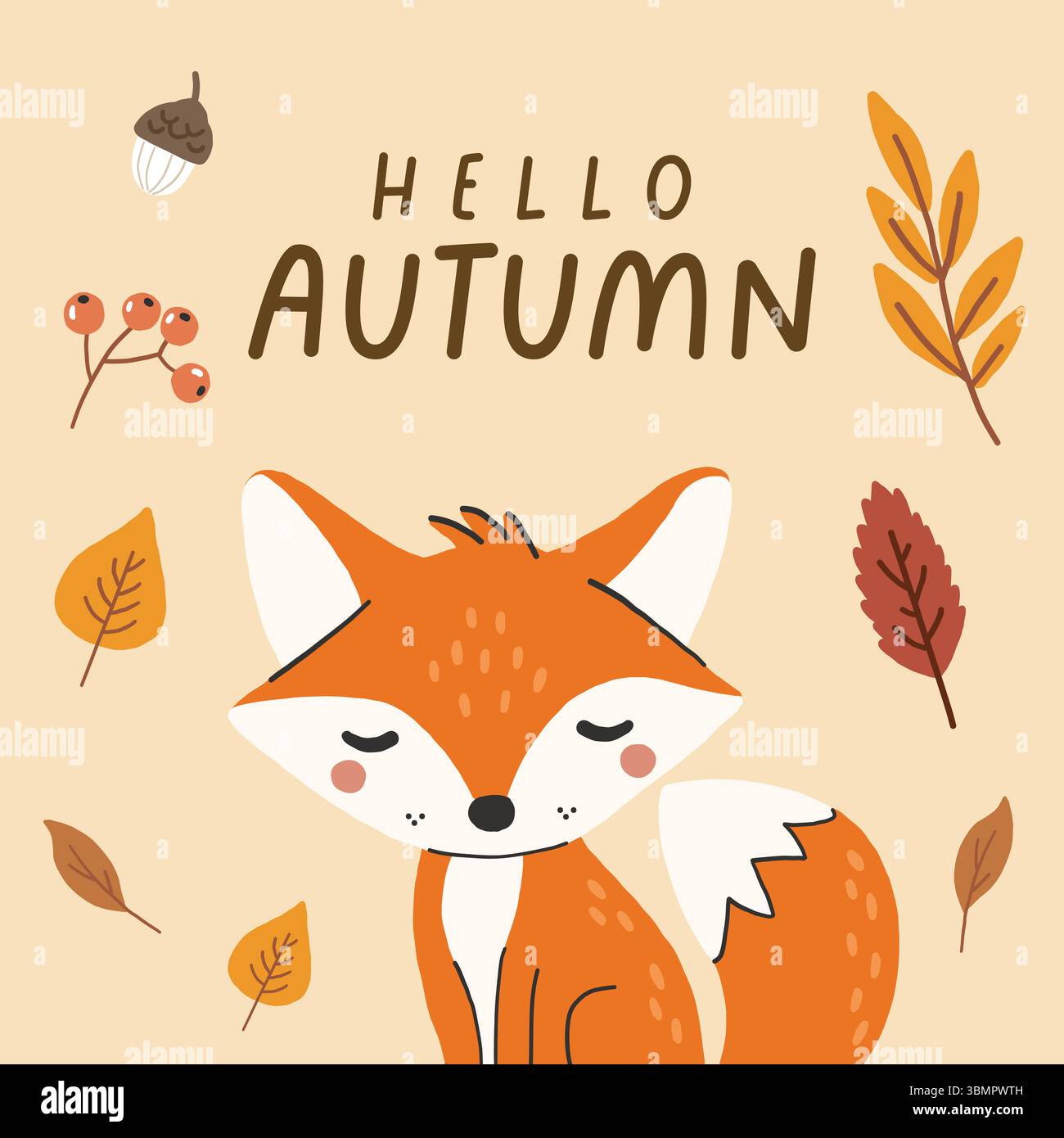 Animal sauvage isolé, animal forestier mignon d'automne, vecteur d'enfants, conception pour affiches, autocollants, bannières Illustration de Vecteur