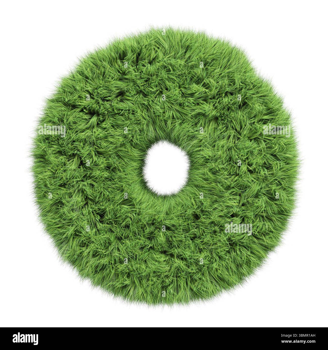 Herbal grass alphabet lettre majuscule O. isolé sur illustration 3D blanche Banque D'Images