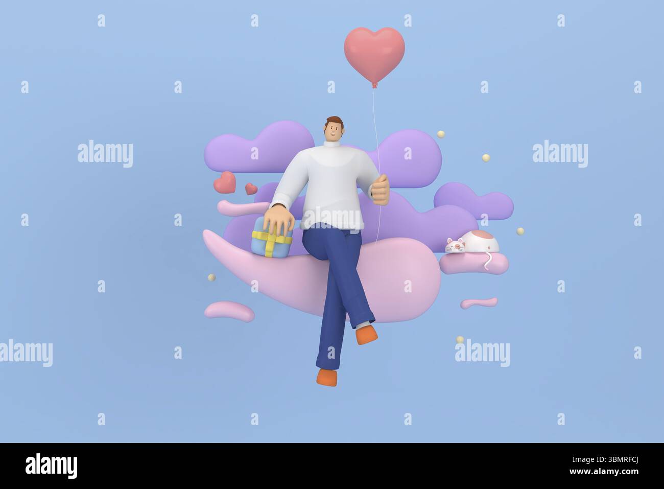 Personnage 3d dans le festival de la Saint-Valentin. rendu 3d de ressources graphiques Banque D'Images Personnage 3d dans le festival de la Saint-Valentin. rendu 3d de ressources graphiques Banque D'Images