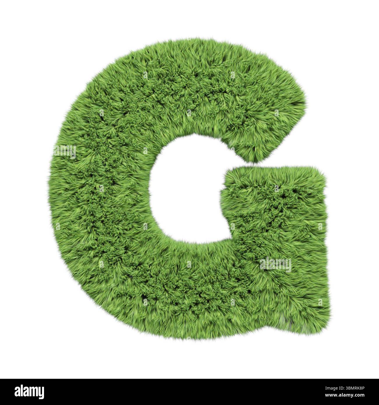 Herbal grass alphabet lettre majuscule G. isolé sur illustration 3D blanche Banque D'Images