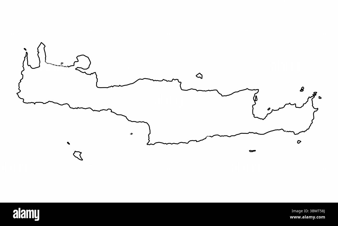 Carte de contour de l'île de Crète isolé sur fond blanc, Grèce Illustration de Vecteur