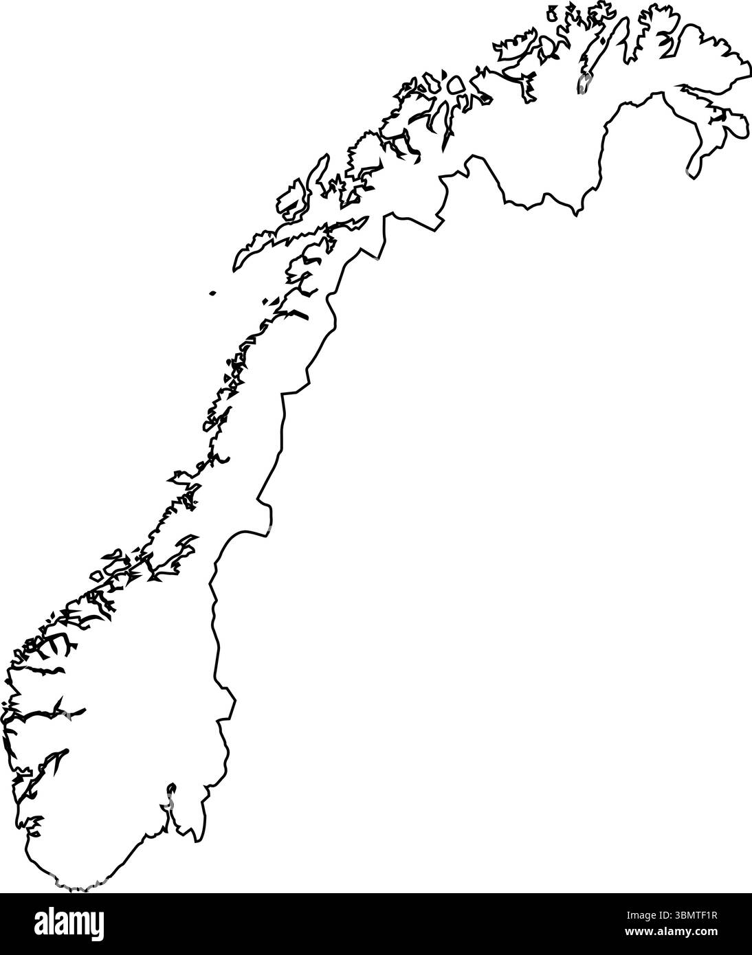 Carte vectorielle de la Norvège isolée sur fond transparent, carte détaillée de la Norvège Illustration de Vecteur