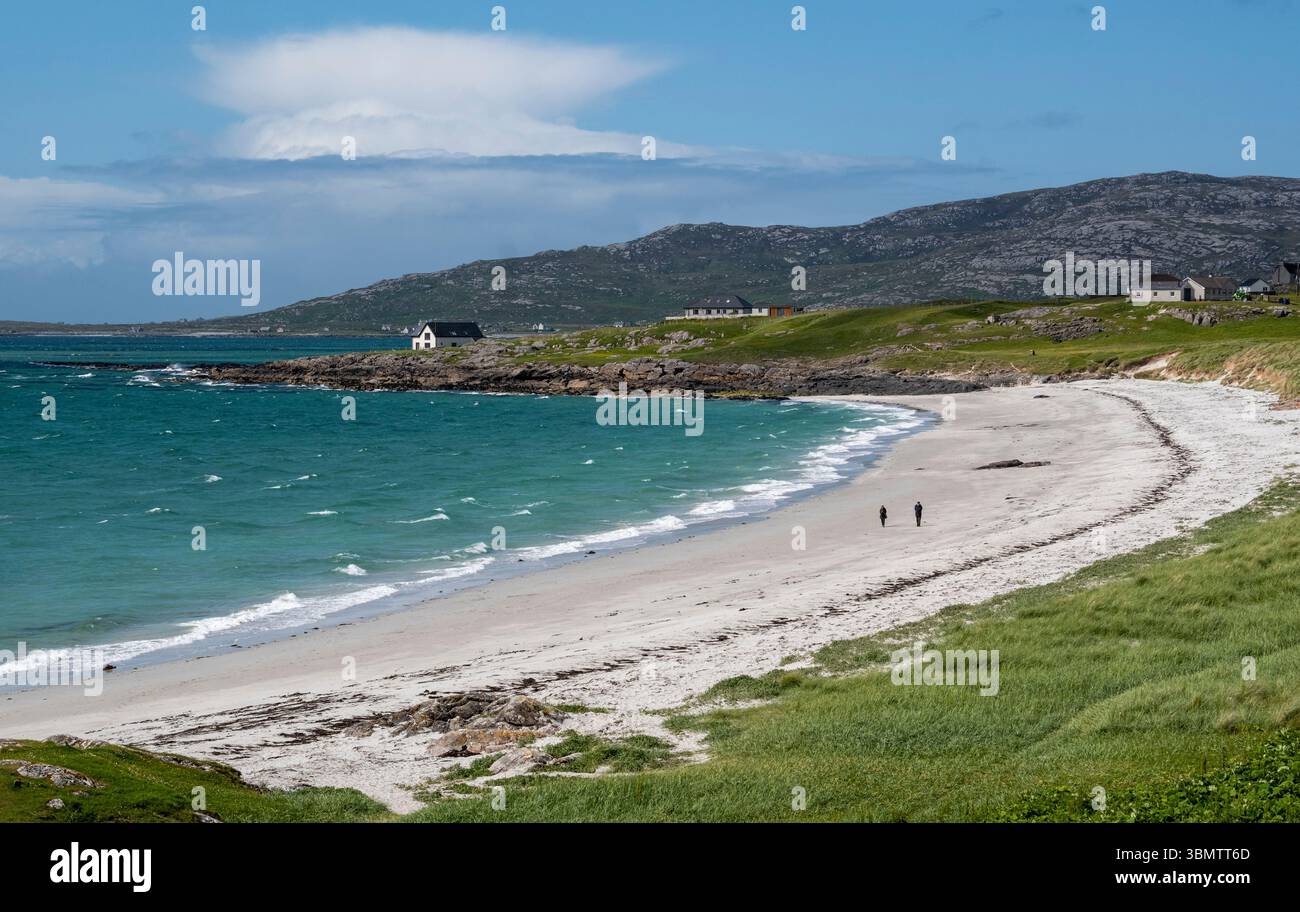 Prince’s Beach, à Eriskay, où Bonnie Prince Charlie débarqua pour la première fois sur le sol écossais pour tenter de prendre la couronne lors de la rébellion jacobite de 1745. Banque D'Images