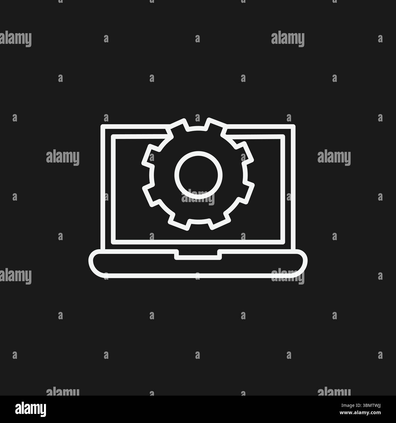Icône développement logiciel et configuration système pour le support INFORMATIQUE, la maintenance des applications et l'automatisation des processus informatiques Illustration de Vecteur