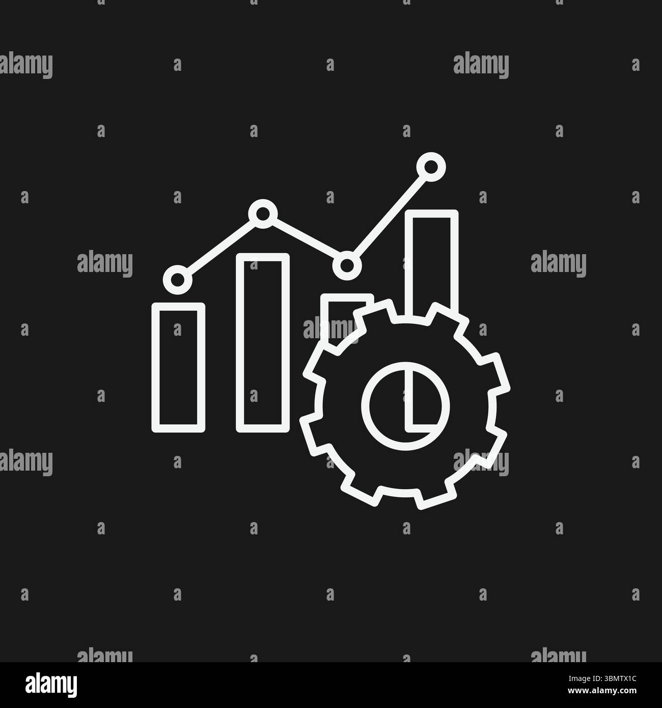 Icône d'analyse des données et d'automatisation des processus pour la Business Intelligence, la gestion des performances et l'optimisation des flux de travail Illustration de Vecteur