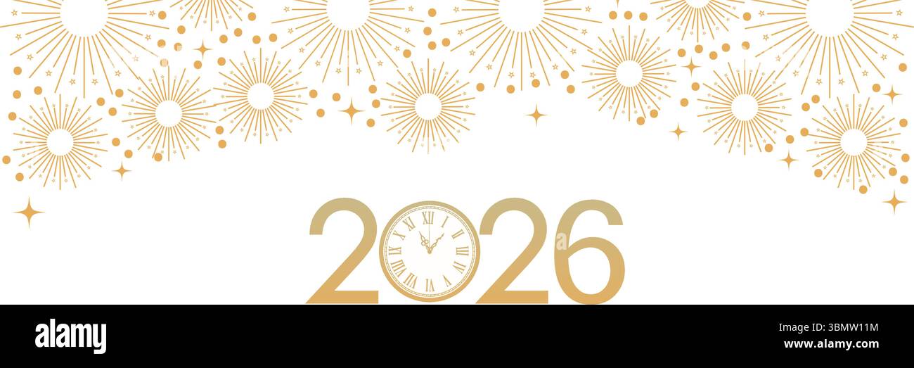 2026 conception de fond de bonne année. Carte de vœux, bannière, affiche. Illustration vectorielle Illustration de Vecteur