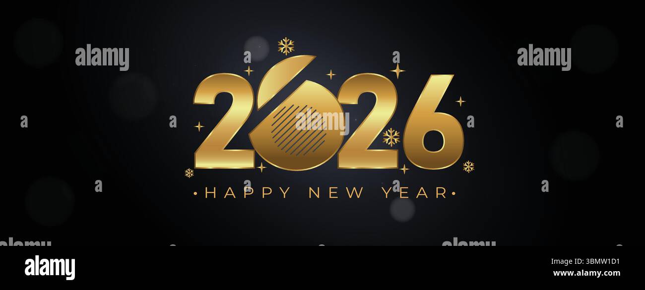 2026 conception de fond de bonne année. Carte de vœux, bannière, affiche. Illustration vectorielle Illustration de Vecteur