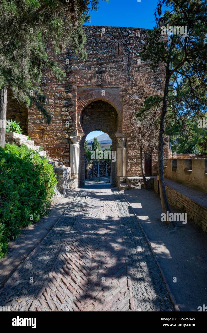 L'Alcazaba de Malaga, Andalousie, Espagne Banque D'Images