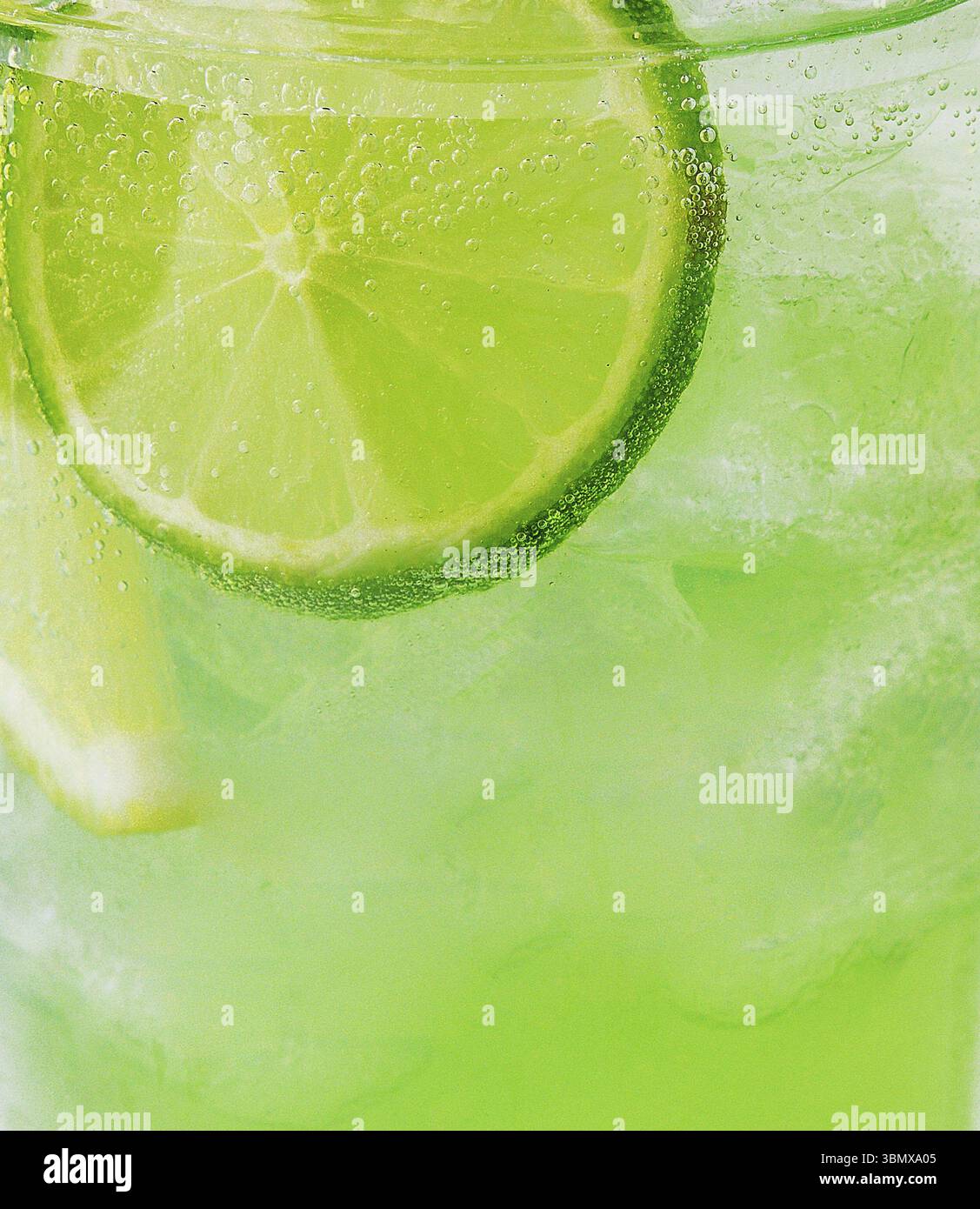 Nature morte, cocktail d'agrumes mojito avec citron vert et menthe Banque D'Images