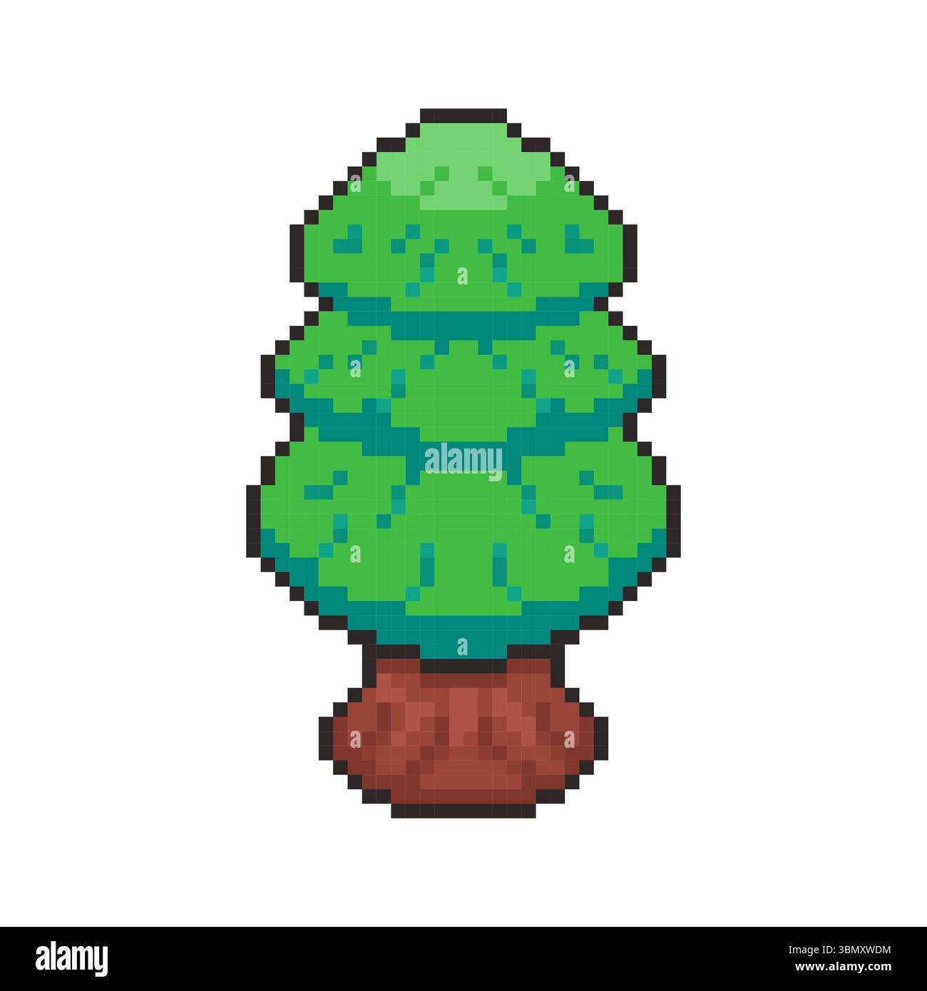 Design d'actifs de jeu Pixel art Tree Illustration de Vecteur