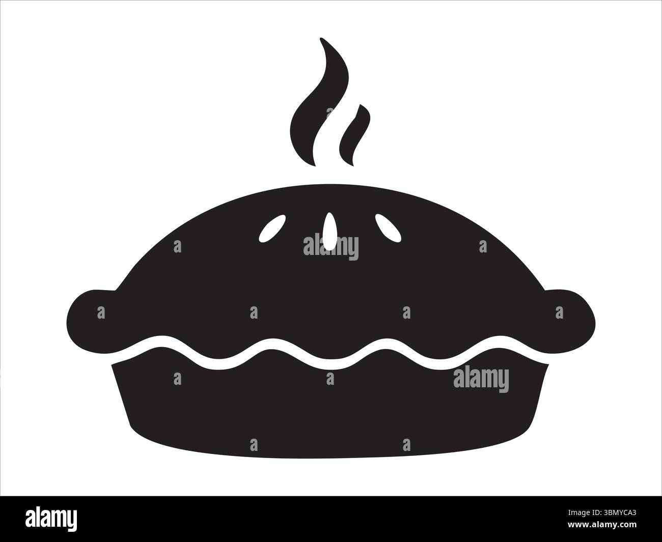 Silhouette noire de tarte vapeur, isolée sur fond blanc, illustration graphique. concept de dessert, boulangerie, nourriture de confort, icône, logo, design ele Illustration de Vecteur