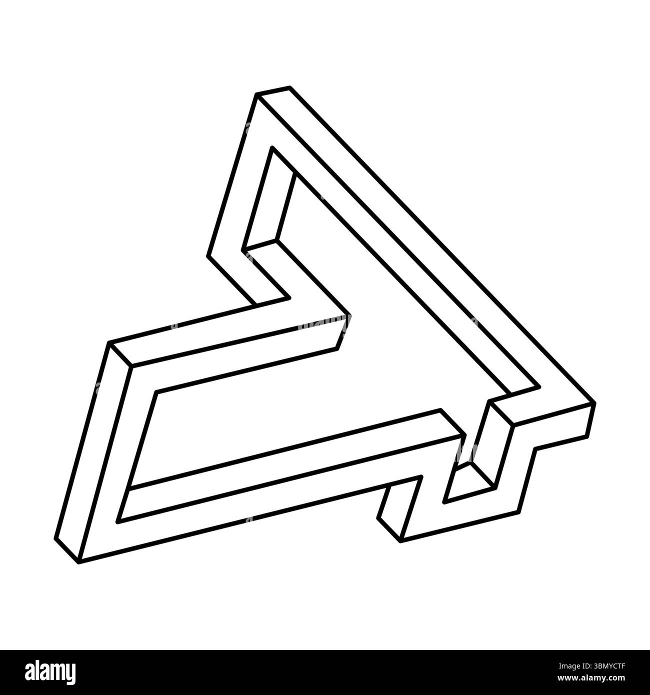Forme impossible. Figure de géométrie sacrée. Illusion d'optique. Objet géométrique éternel abstrait. Figure de contour sans fin impossible. Op Impossible Illustration de Vecteur