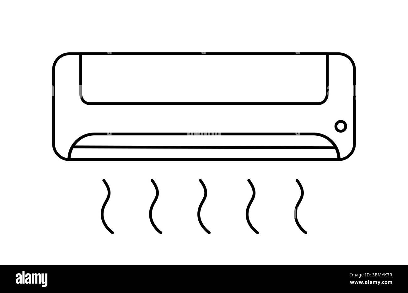 Icône de ligne de climatisation. Contrôle de la température. Refroidissement et chauffage. Appareil ménager d'intérieur. Ventilation de chaleur et de froid. Contrôle des conditions atmosphériques. Illustration de Vecteur