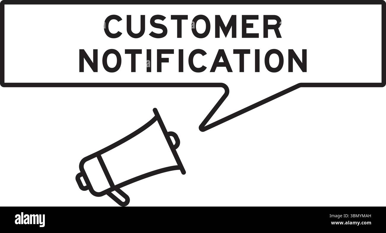 Icône de mégaphone avec bulle de parole dans la notification de client de mot sur fond blanc Illustration de Vecteur