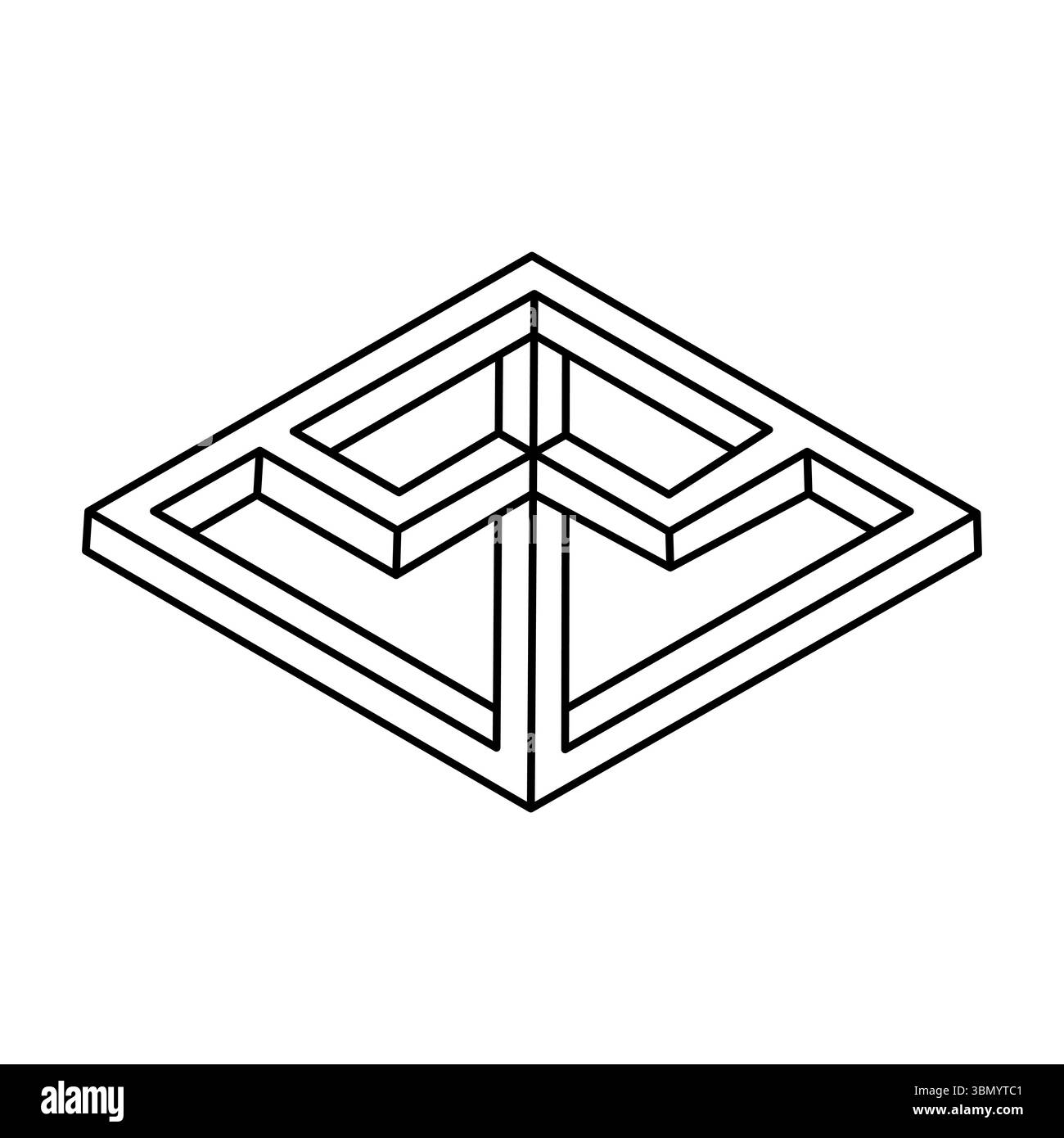 Forme d'illusion d'optique, objet géométrique irréel. Figure impossible. Forme de géométrie sacrée. Illustration de Vecteur