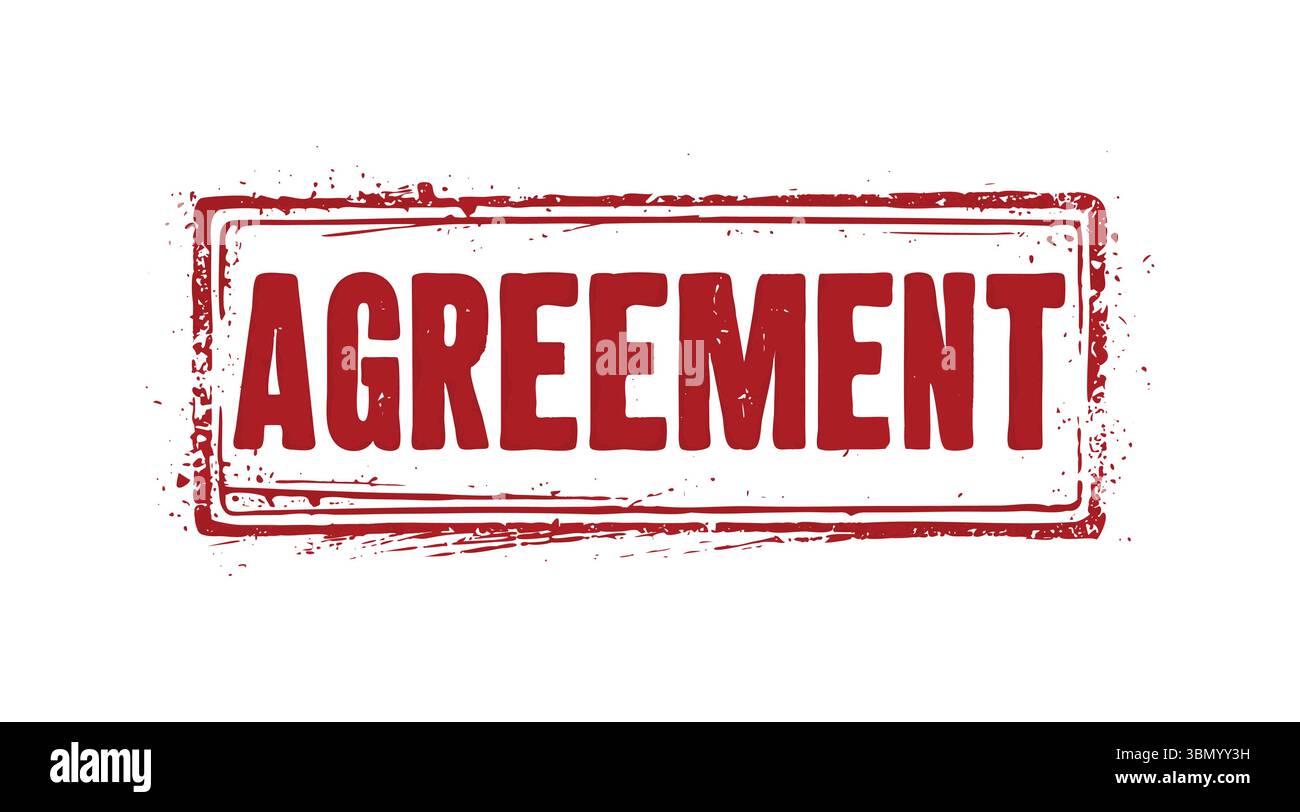 Cachet en caoutchouc rouge gras « ACCORD » – confirmation des contrats et accords signés Illustration de Vecteur
