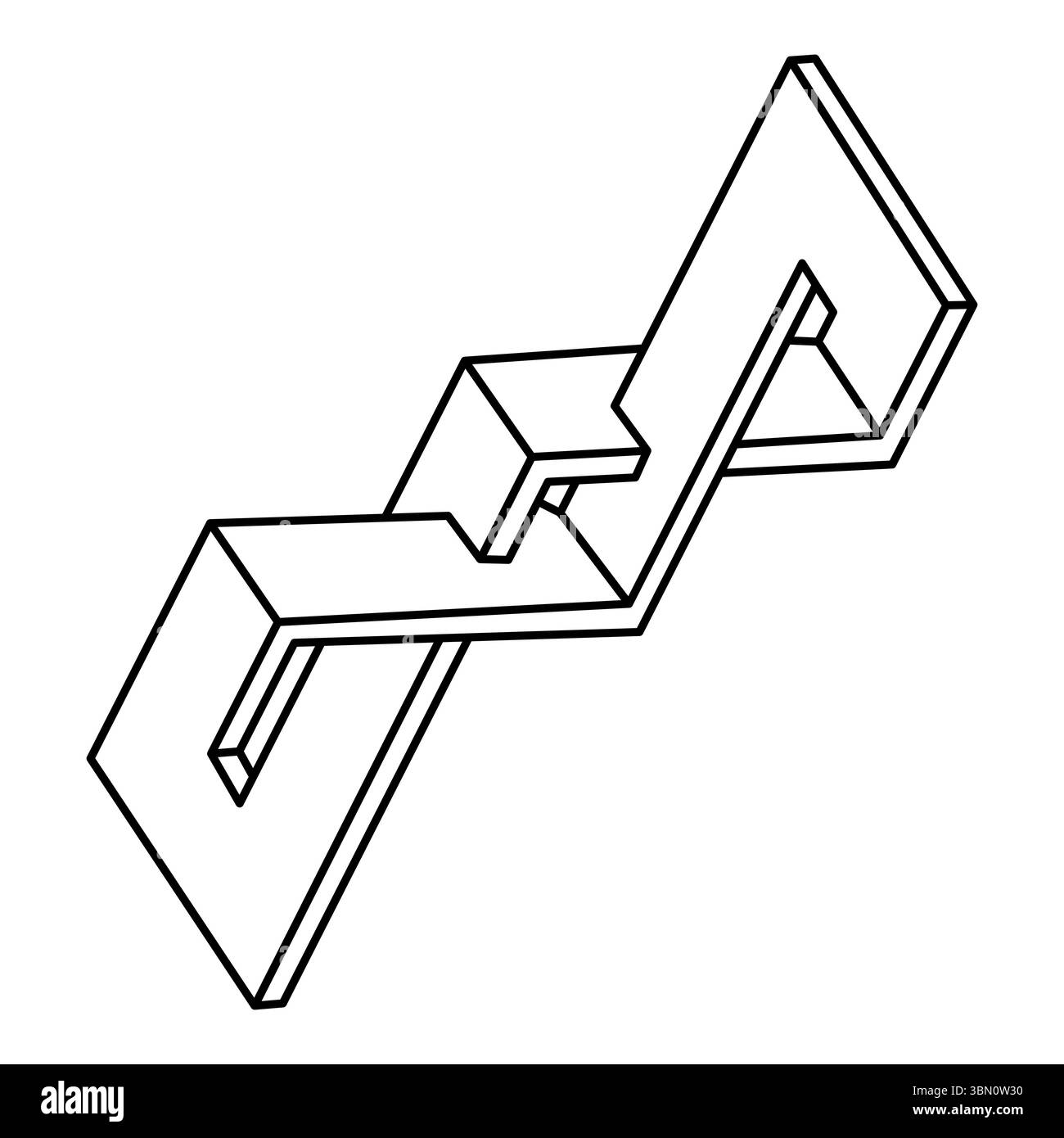 Géométrie impossible, forme d'illusion optique. Objet d'art optique. Figures géométriques irréelles. Illustration de Vecteur