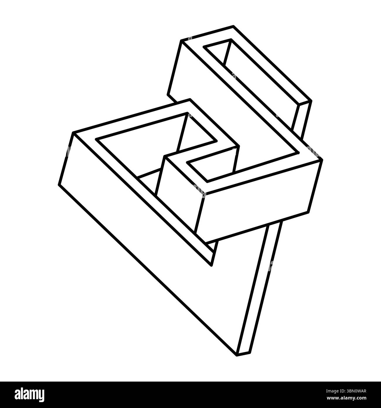 Formes d'illusion d'optique. Objets impossibles. Figurines d'op art. Ligne Forme géométrique irréelle. Illustration de Vecteur
