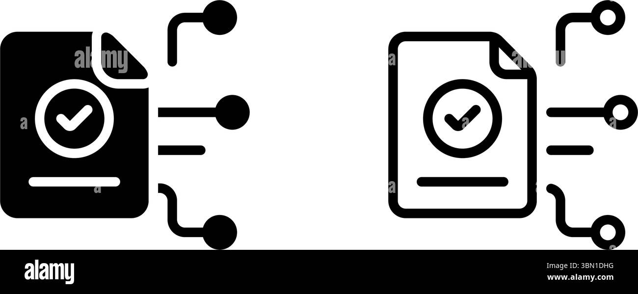 Icônes montrant les contrats intelligents, le codage blockchain et les systèmes technologiques décentralisés. Illustration de Vecteur