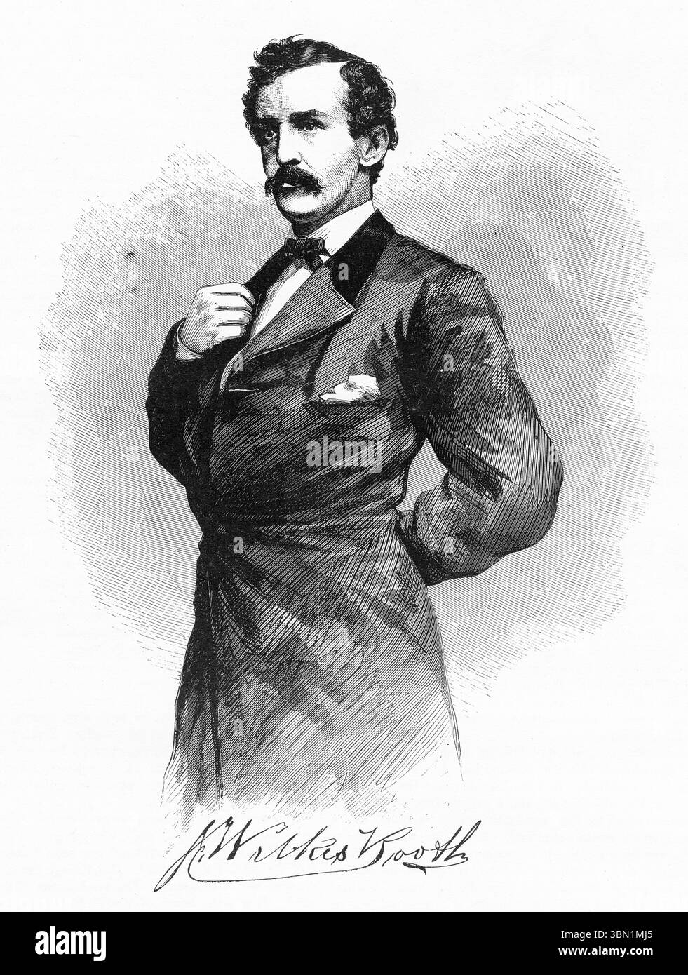 Gravure de John Wilkes Booth, assassin d'Abraham Lincoln Banque D'Images