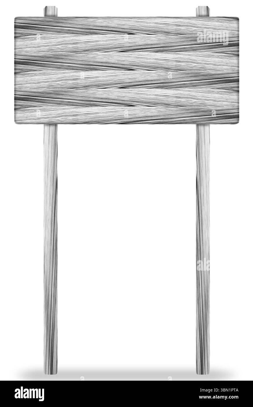Il est panneau de signe en bois isolé sur blanc. Banque D'Images