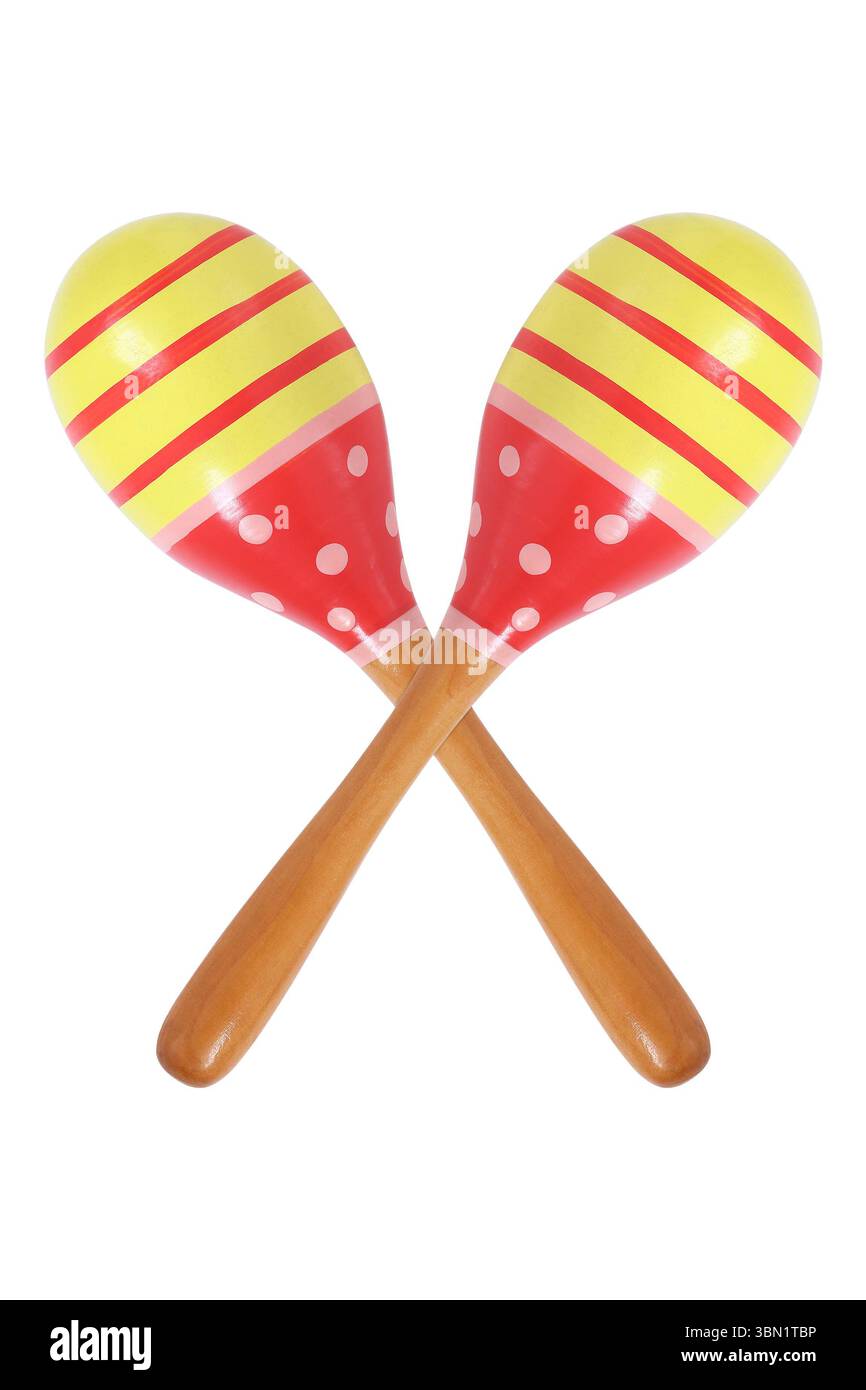 c'est deux maracas isolés sur blanc. Banque D'Images