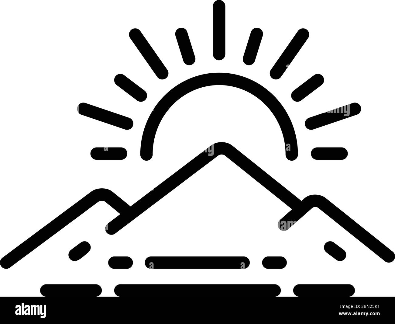 Icône pour le lever du soleil, l'aube Illustration de Vecteur