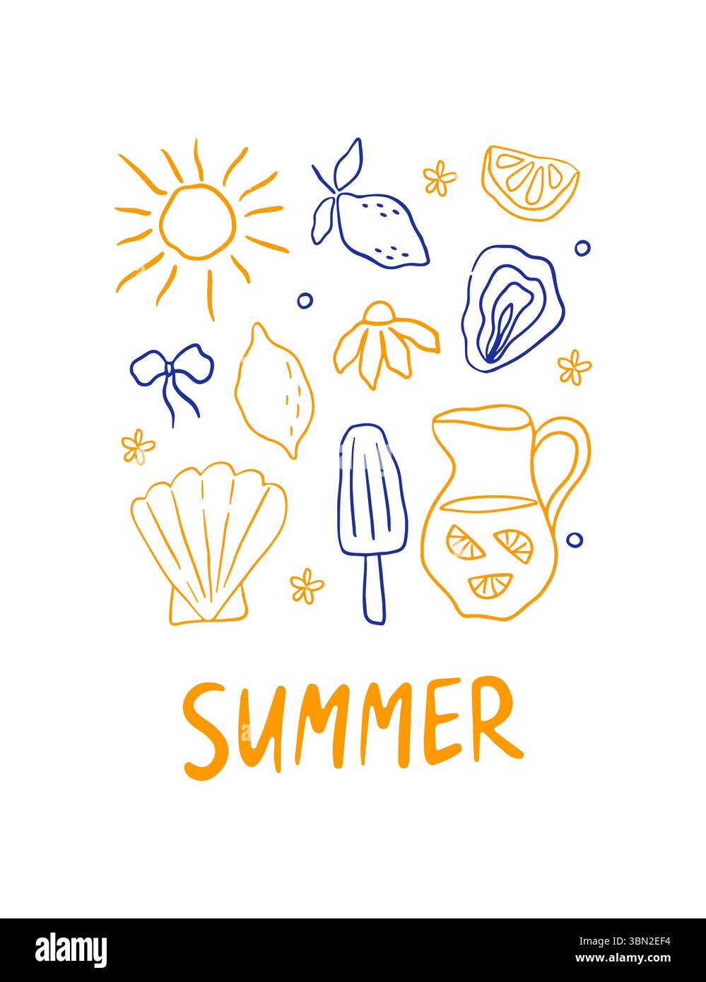 Affiche de vacances d'été dessinée à la main Illustration de Vecteur