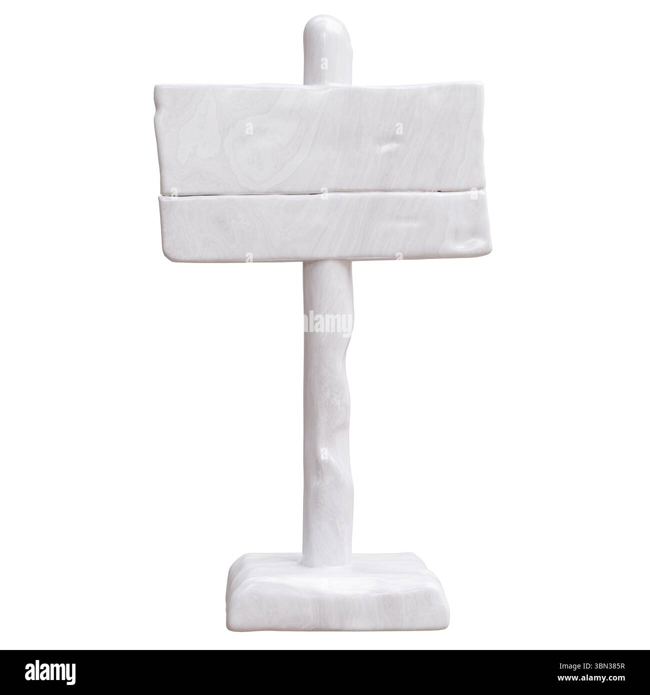 Signe en bois vierge sur le poteau isolé sur blanc, rendu 3D. Banque D'Images