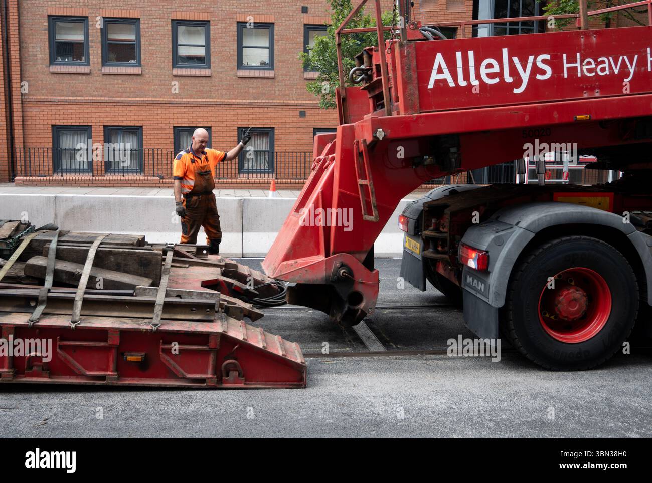 Allelys Heavy Haulage camion surbaissé, Coventry, Royaume-Uni Banque D'Images