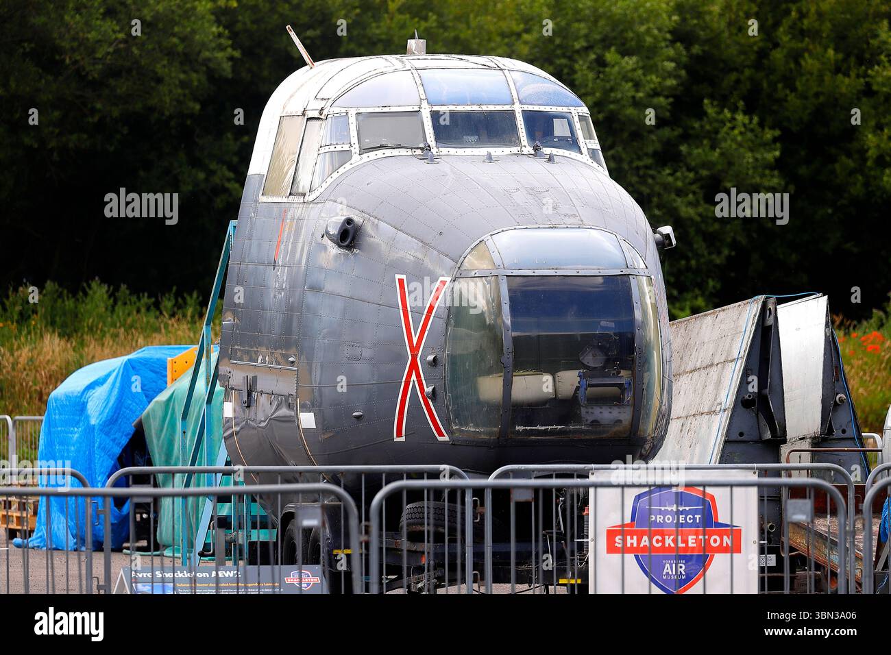 Bombardier Avro Shackleton exposé au Yorkshire Air Museum Banque D'Images