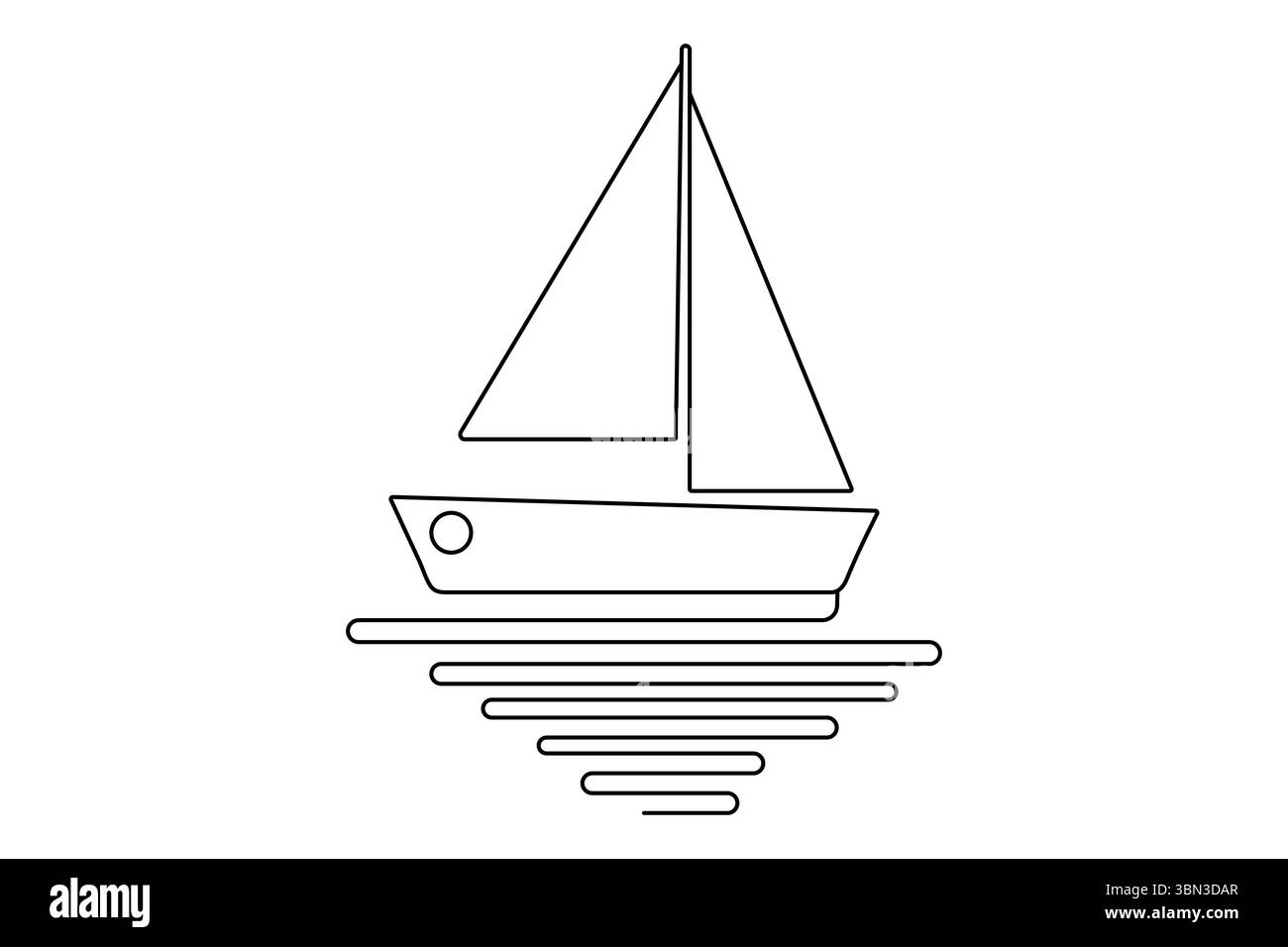 Voilier dessin continu d'une ligne dans un style minimaliste isolez l'illustration vectorielle de contour Illustration de Vecteur