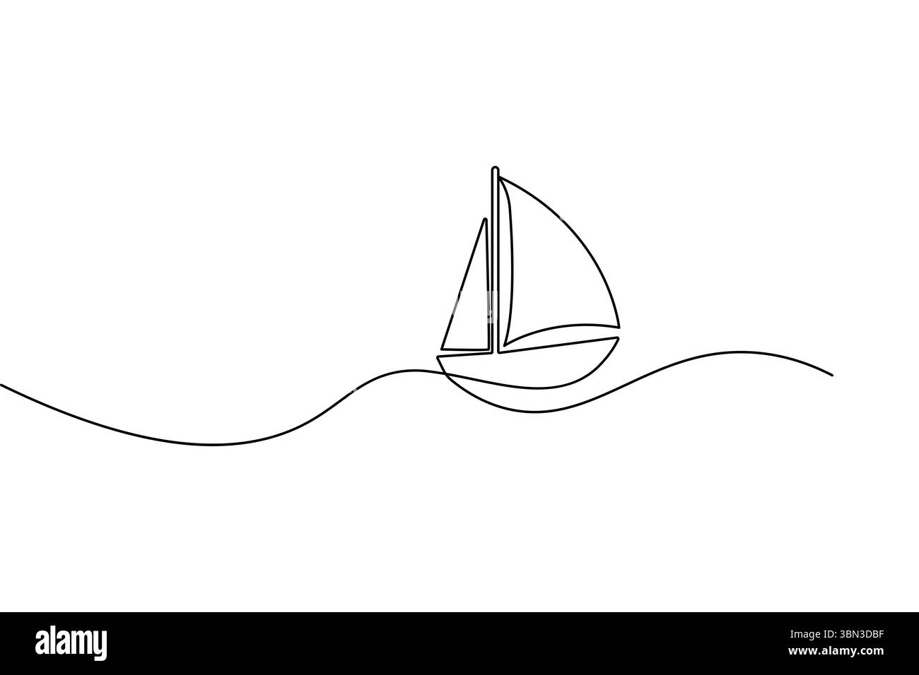 Voilier dessin continu d'une ligne dans un style minimaliste isolez l'illustration vectorielle de contour Illustration de Vecteur