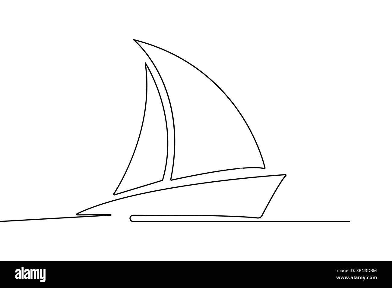 Voilier dessin continu d'une ligne dans un style minimaliste isolez l'illustration vectorielle de contour Illustration de Vecteur