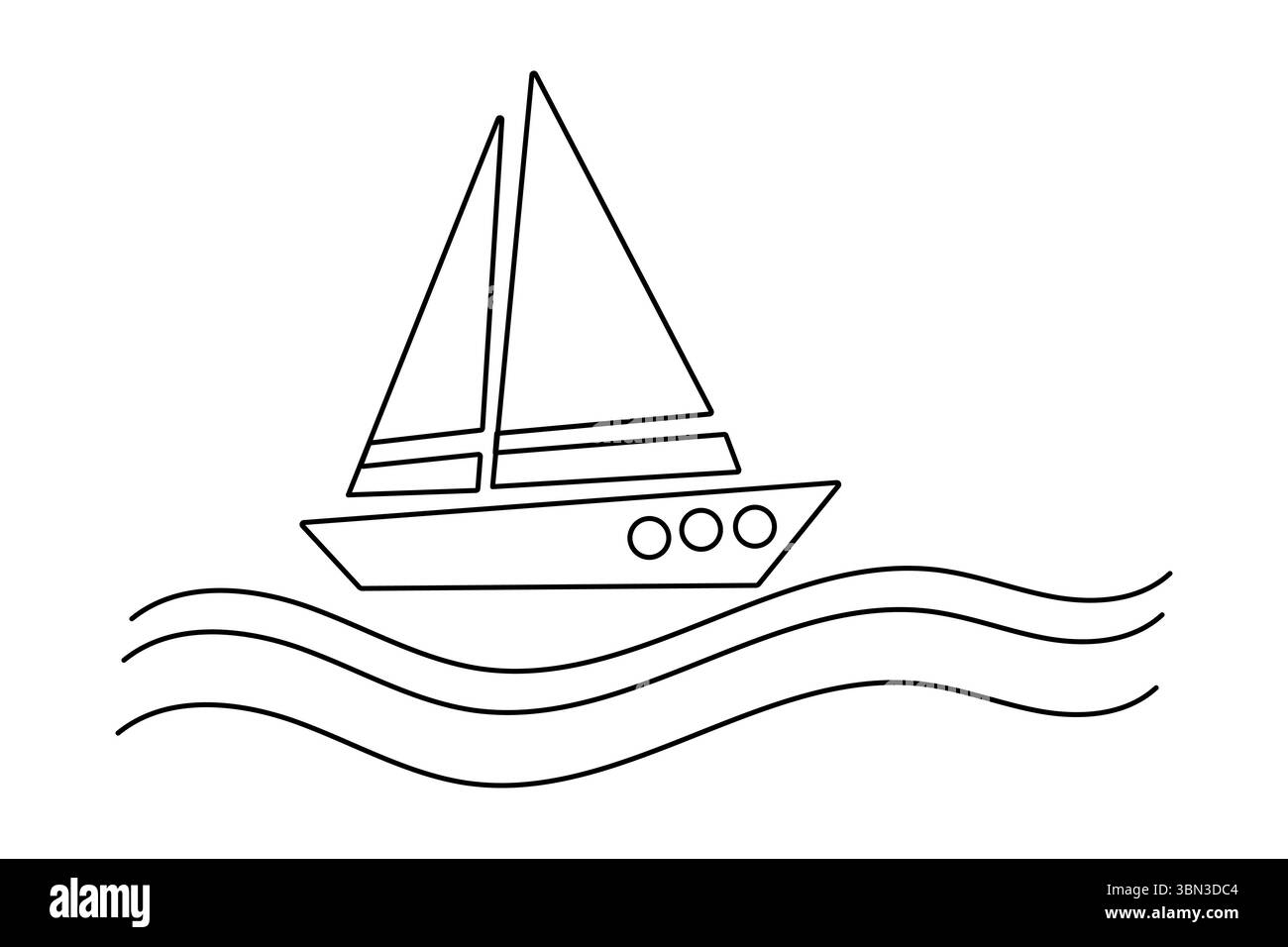 Voilier dessin continu d'une ligne dans un style minimaliste isolez l'illustration vectorielle de contour Illustration de Vecteur