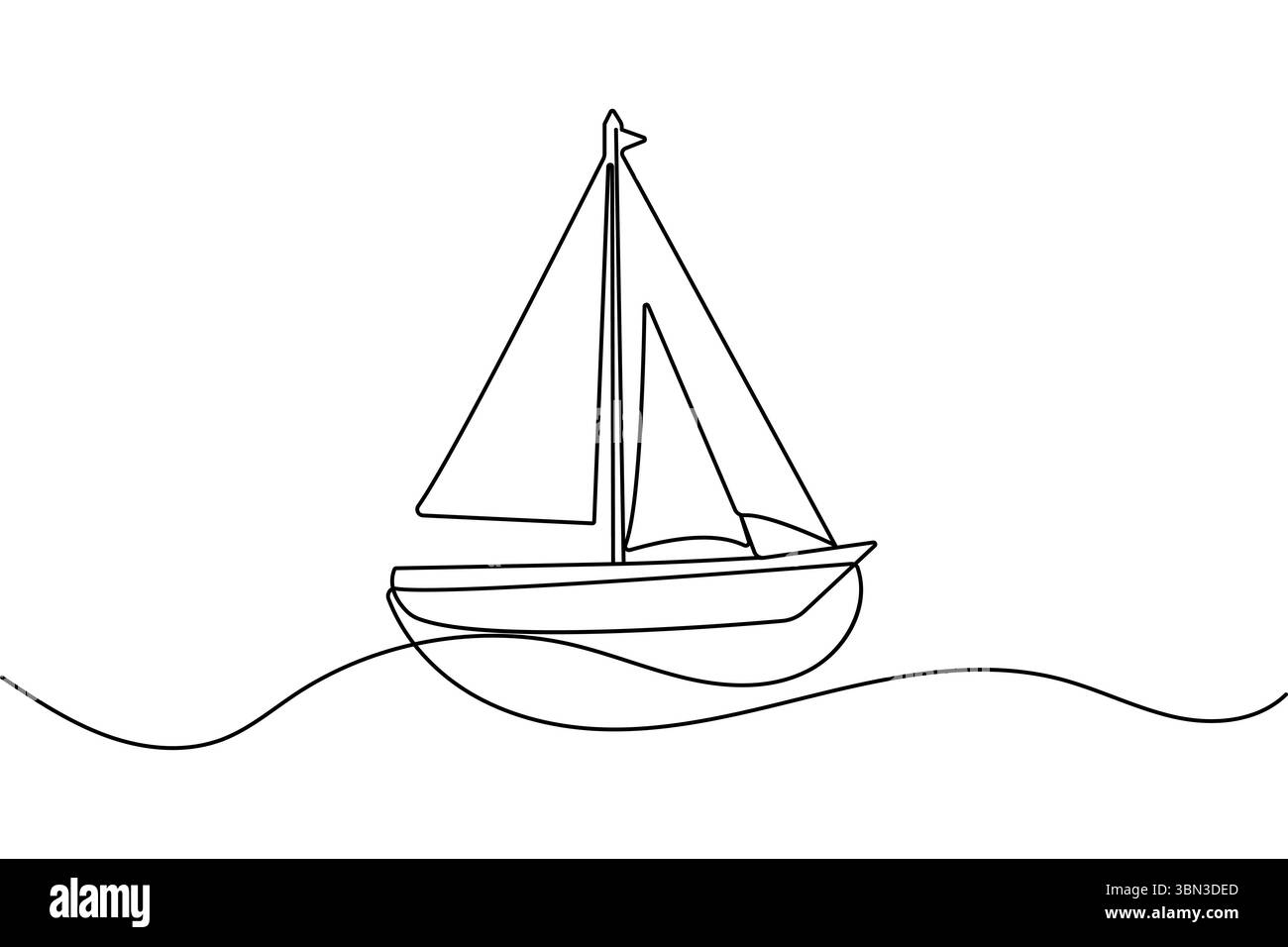 Voilier dessin continu d'une ligne dans un style minimaliste isolez l'illustration vectorielle de contour Illustration de Vecteur