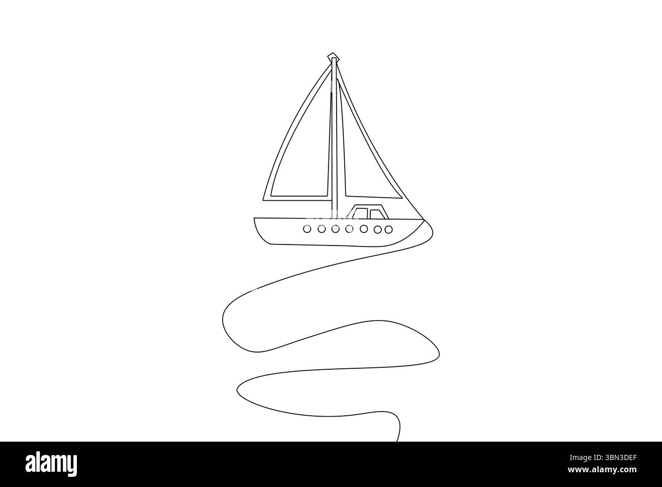 Voilier dessin continu d'une ligne dans un style minimaliste isolez l'illustration vectorielle de contour Illustration de Vecteur